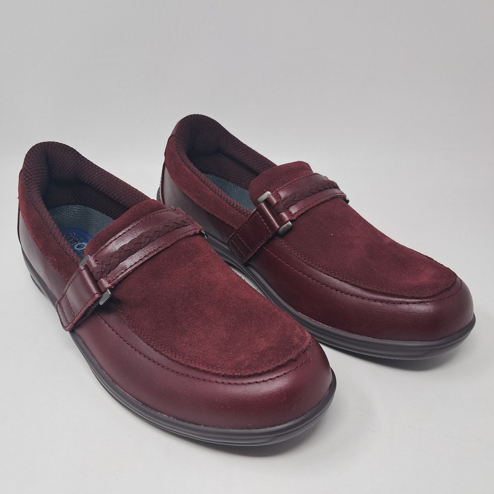 Orthofeet Chelsea 819 Burgundy Leather Suede Loafers Womens 12 B Orthopedic Shoe